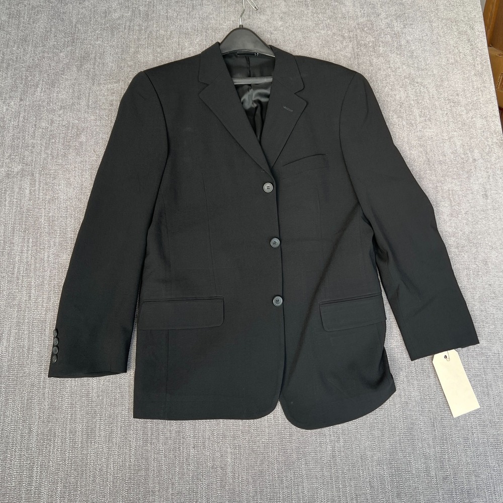 Calvin Klein Blazer Jacket Mens 40R Black Formal Business Career Single-Breasted
